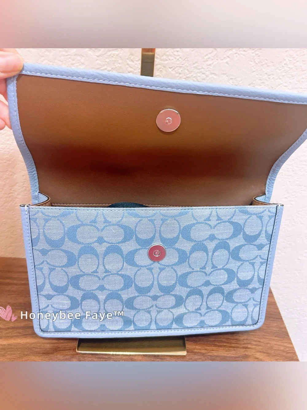 Coach Pale Blue denim Signature Canvas and Leather Crossbody Bag